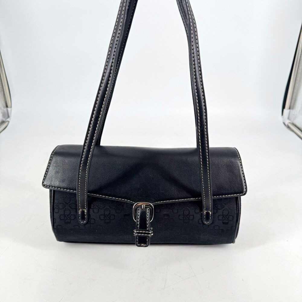 Y2K Croft & Barrow Black Monogram Shoulder Bag Purse w/ ID Card Holder